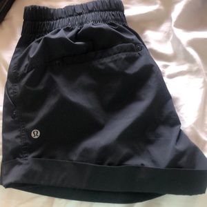 Black Lululemon shorts with drawstring and pocket